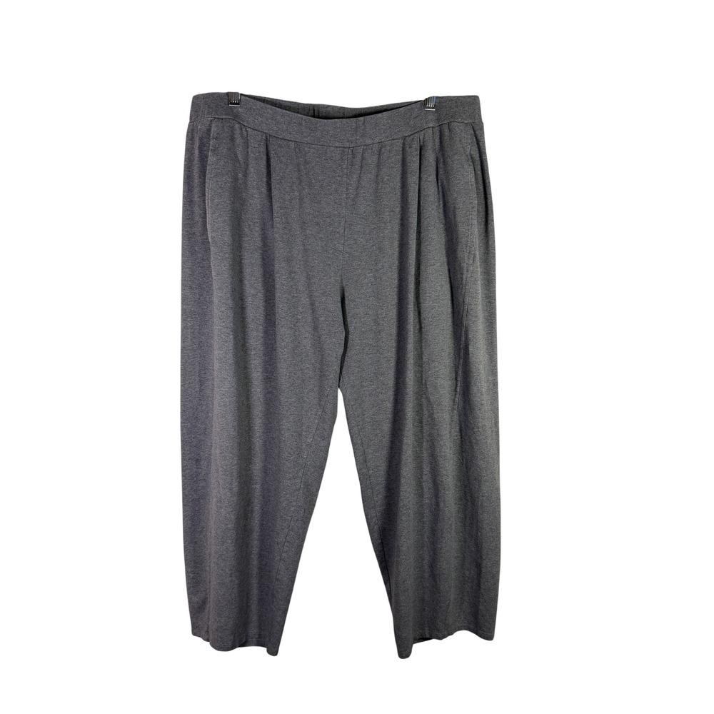 Eileen Fisher Womens XL Grey Organic Cotton Stretch Wide Leg Cropped Pants XL/TG